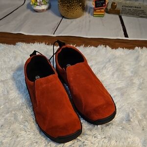 Lassen Red Suede‎ Leather Slip On Comfort Casual Shoes Loafers,Size 9.5
